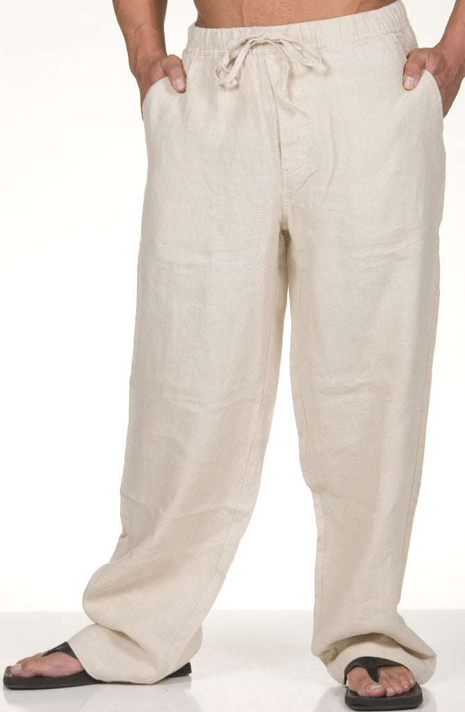 100% Delave Linen Flat Front Pant